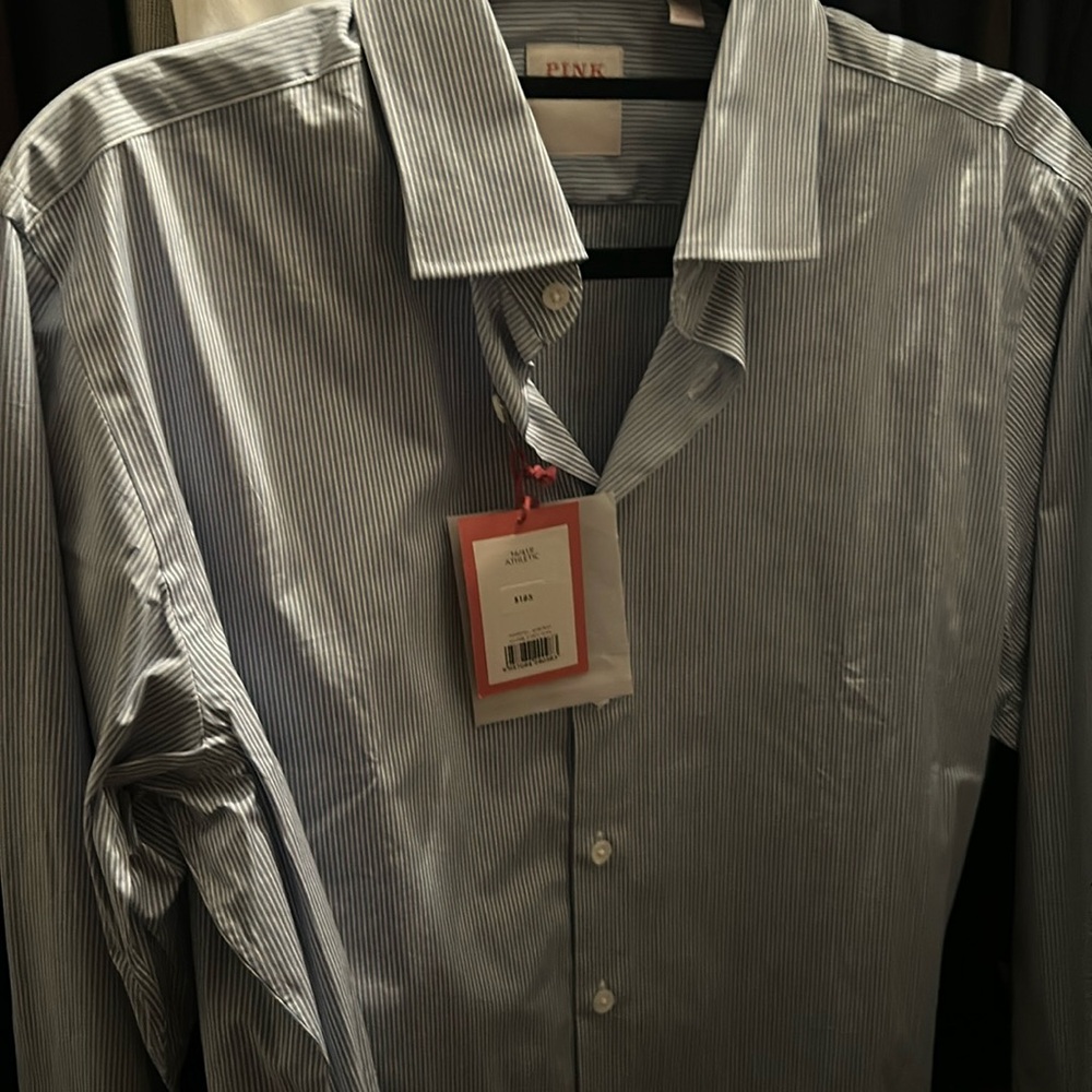 Pinkie Blue Striped Button Down Shirt New 16